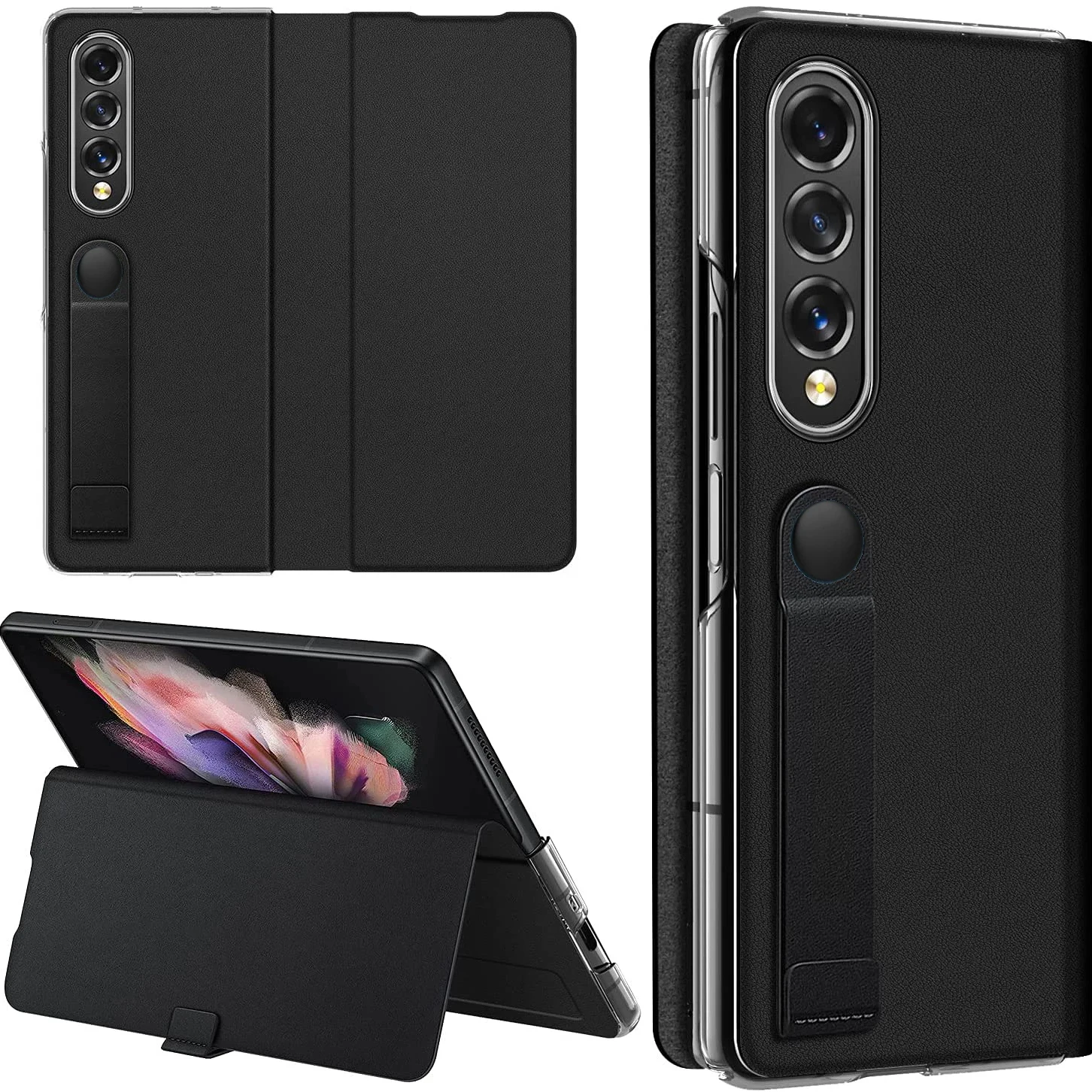 Ультратонкий чехол-книжка с держателем для Samsung Galaxy Z Fold 3 4, флип-чехол из бычьей кожи с магнитной застежкой для Galaxy Z Fold 4 3Head layer