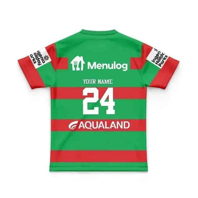 thumbnail image 1 of Camiseta de rugby local/visitante/entrenamiento para niños de South Sydney Rabbitohs 2024 - Talla para hombre: 16-26 (nombre y número impresos) Calidad superior, 1 of 5