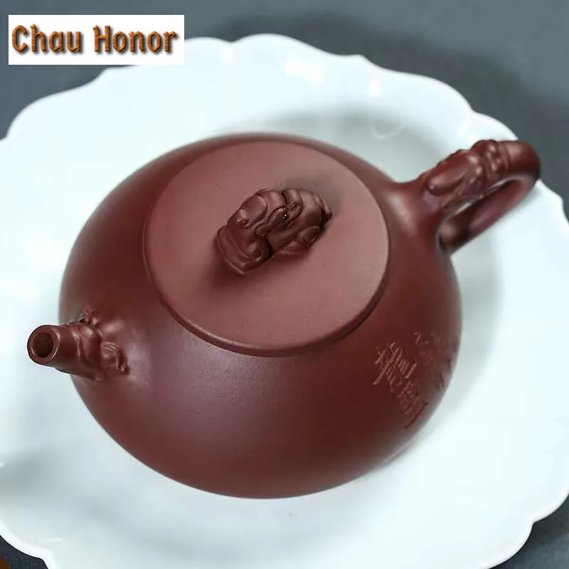 250ml Authentic Yixing Raw Ore Purple Clay Teapot Famous Handmade Sculpture Household Chinese Kung Fu Tea Set Accessories Gifts