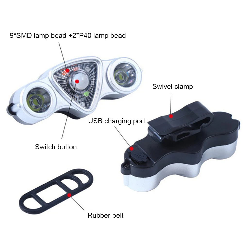 자전거 사이클링 자전거 후미등, USB 충전식, 6 가지 모드, MTB 도로 자전거 안전 경고등, 9SMD 2LED 자전거 후미등