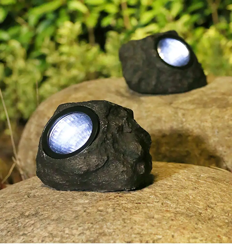 2022 New Solar Garden Spotlight Simulation Stone Park Courtyard Pathway Patio Landscape Decoration Lawn Ground Lights Rock Shape