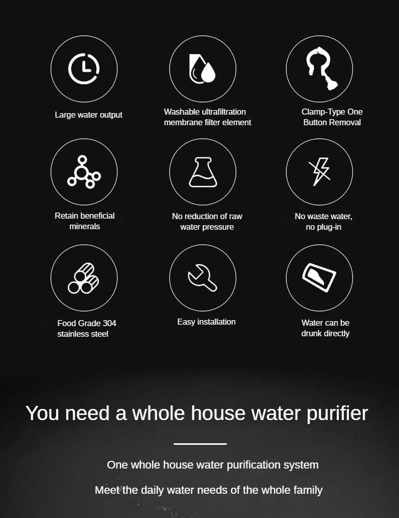 Description Picture 3 of itemWhole House Water Filter System,Stainless Steel Large Flow Water Filtration Reduces Sediment, Chlorine Taste and Odor, and Scale