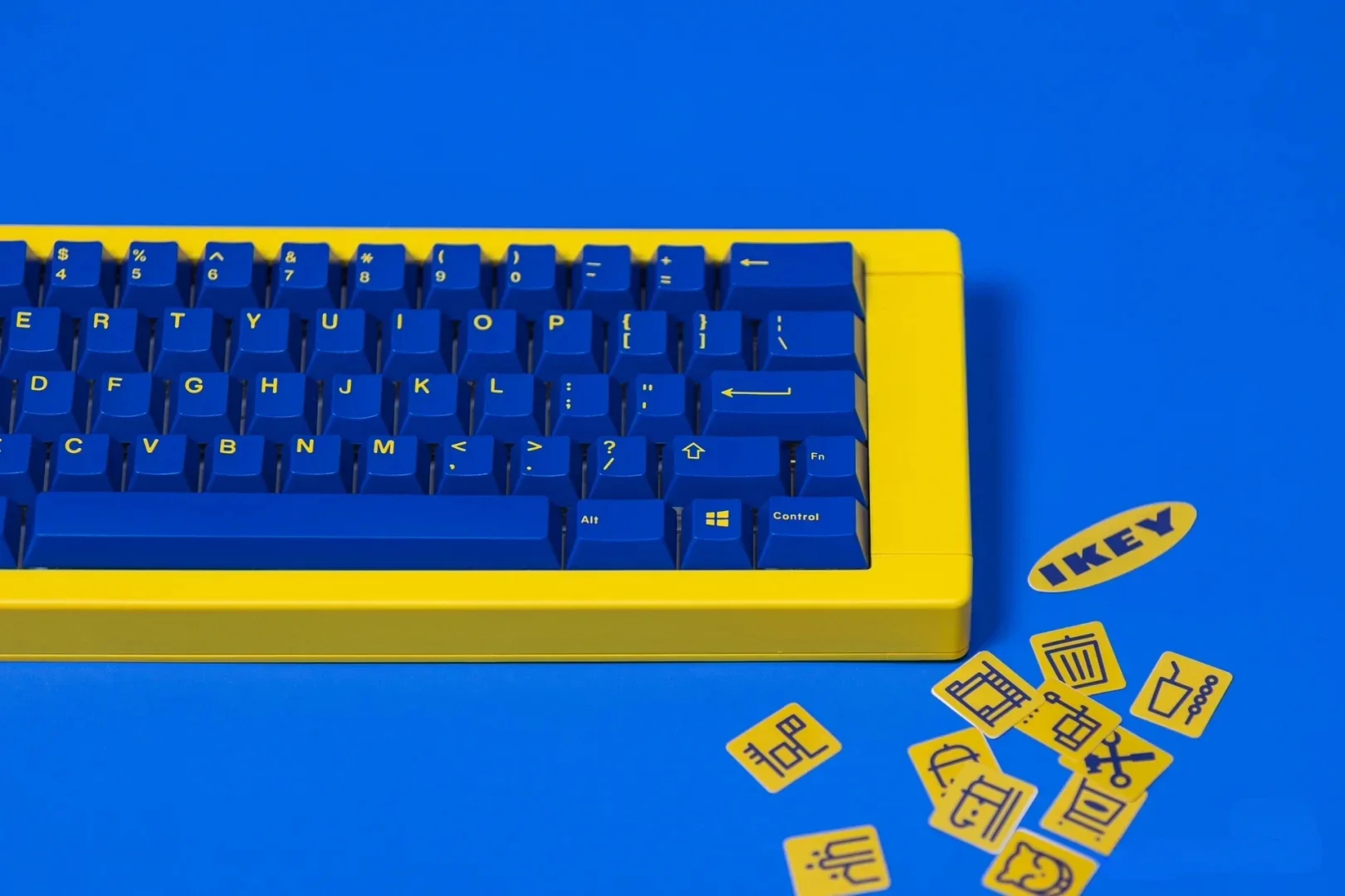 Jtk Ikey-amarelo Azul Tema Keycap Grupo Cores Abs Custom Keyboard Cap Cereja Perfil Key Cap Acessório Teclado Mecânico