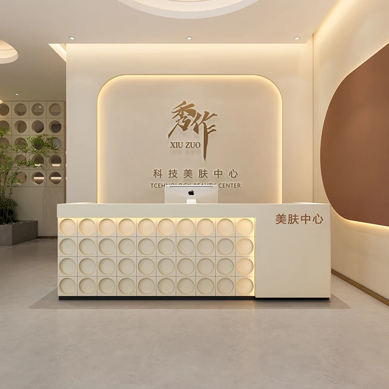 Coffee Spa Reception Desks Luxury Clinic Executive Office Wooden Podium Reception Desk Hotel Theke Rezeption Shop Furniture