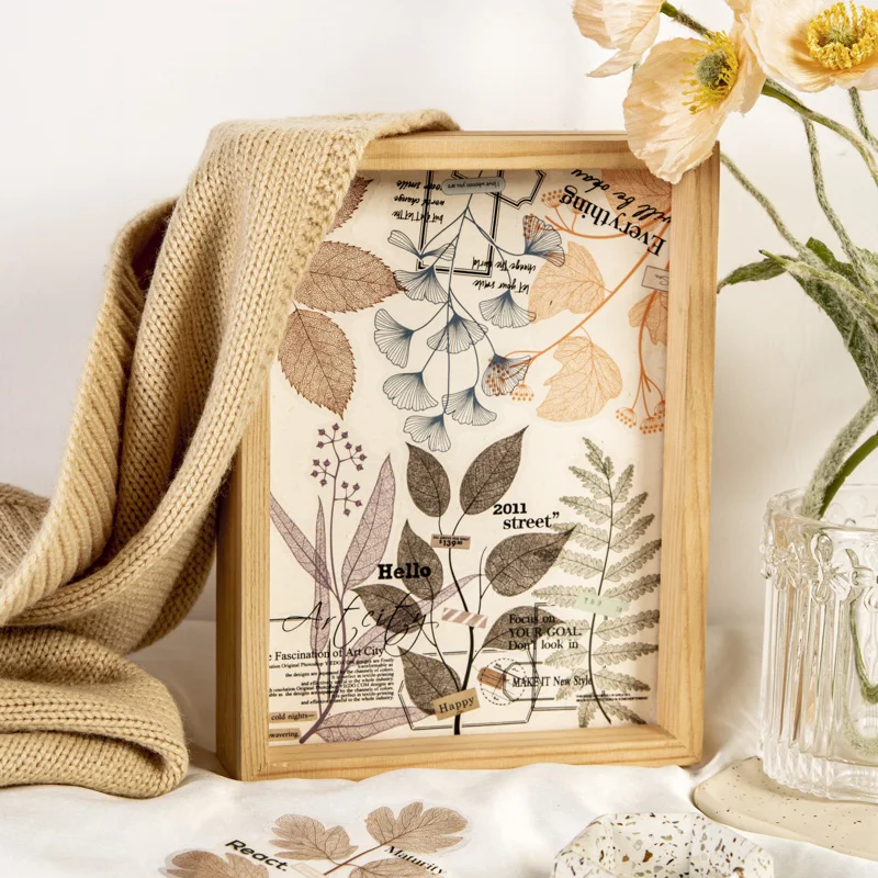 

Assorted Translucent Leaf Veins And Short Sentences PET Stickers Aesthetic Scrapbooking Decorative Collage Material Art Notebook