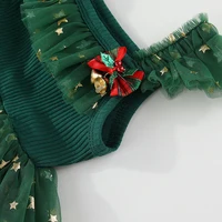 Robe de fête de noël pour filles, en Tulle, arbre rouge vert, superposé, sans manches, tenue de vacances, vêtements décontractés, robes de noël pour enfants 5