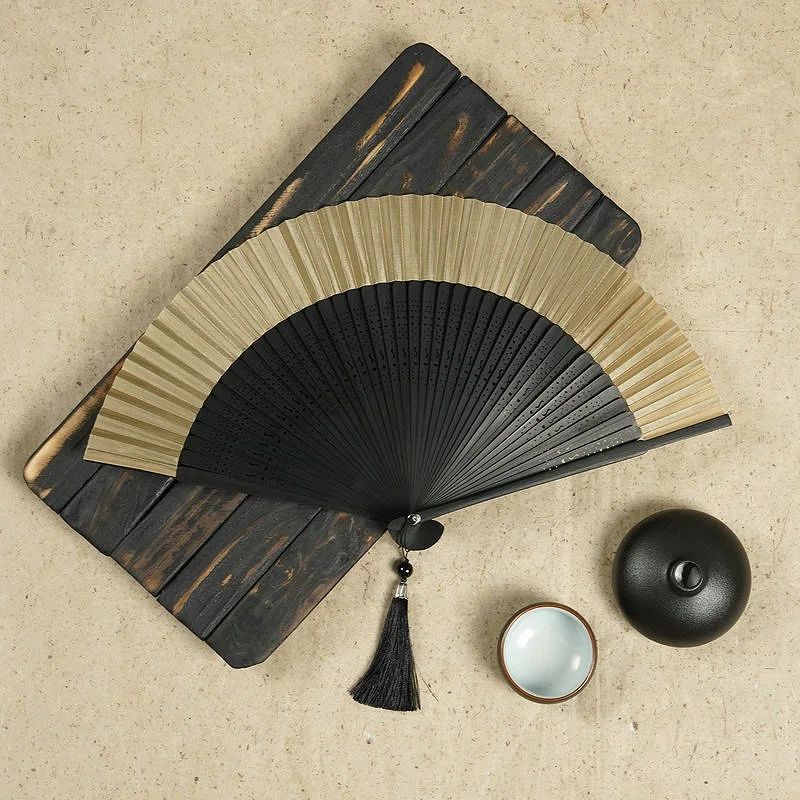 Ventaglio Pieghevole Grande In Bambù E Nylon 64,8 Cm - Design 'Trippy' Psichedelico, Per Spettacoli, Danza, Feste, Decorazioni