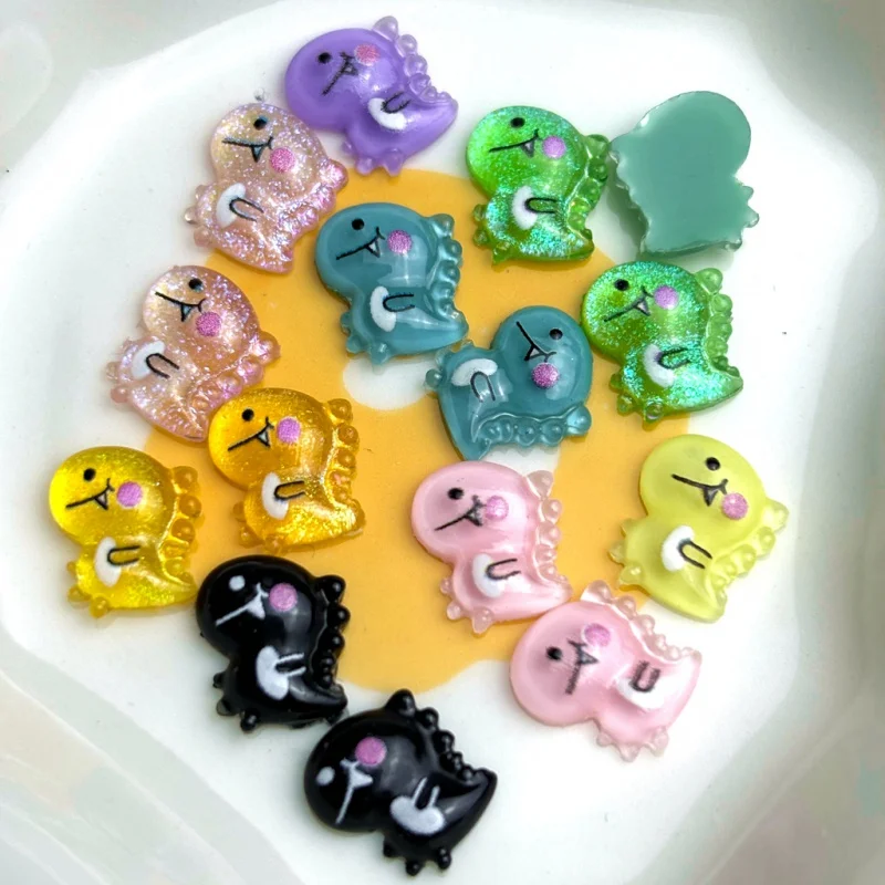 

50Pcs New Cute Resin Mini Cartoon Little Dinosaur Series Flat Back Nail Art Parts Decoration Hair Bow