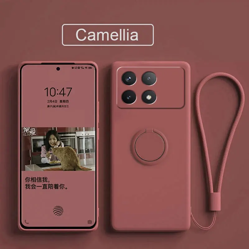 Fall für Xiaomi Poco X6 Pro Fall flüssige Silikon Ring Stand Shell Coque für Poco X6 Pro Abdeckung stoßfest K70E Stoßstange zurück Funda – Detail 17