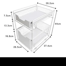  Under The Kitchen Sink Storage Rack Drawer Type Can Be Pushed and Pulled Under The Cabinet Telescopic Double Shelf 