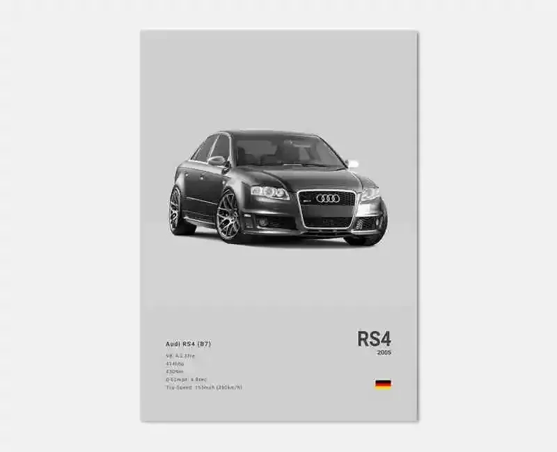 thumbnail image 1 of Póster fotográfico de coches alemanes pop Rs3, estético, de lujo, R8, C8, superdeportivo, GTR, SUV, lienzo impreso, arte de pared, decoración de la habitación del conductor del hogar, 1 of 5