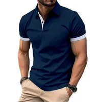 Polo décontracté à manches courtes pour hommes, coupe couvertes, Économie bloquant les documents, Streetwear de style anglais, mode masculine 3