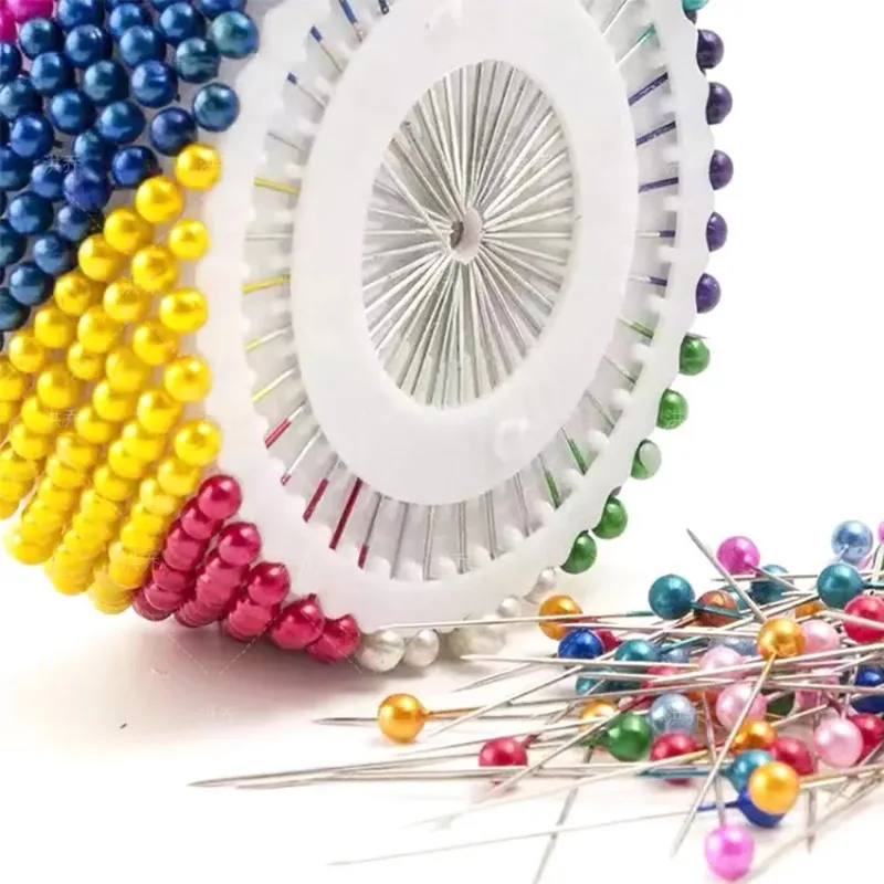 실리콘 월드 480Pcs 스틸 펄 헤드 핀 37mm 라운드 볼 헤드 핀 디스크 금속 포지셔닝 바늘 봉제 퀼팅 DIY