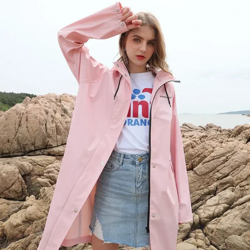 

New Fashion Adult Waterproof Long Raincoat Women Men Rain Coat Hooded for Outdoor Hiking Travel Fishing Climbing Thickened