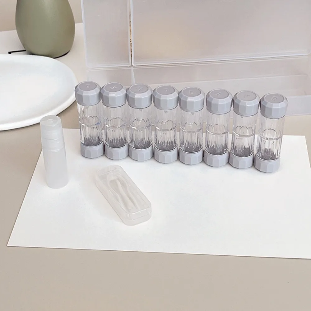 8쌍 휴대용 콘택트 렌즈 박스 홀더 투명 7색 콘택트 렌즈 보관 케이스 소형 디..