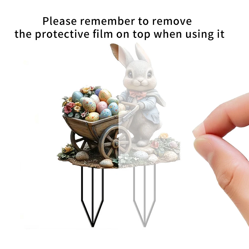 Acrylic Easter Bunny Garden Stake Outdoor Decoration