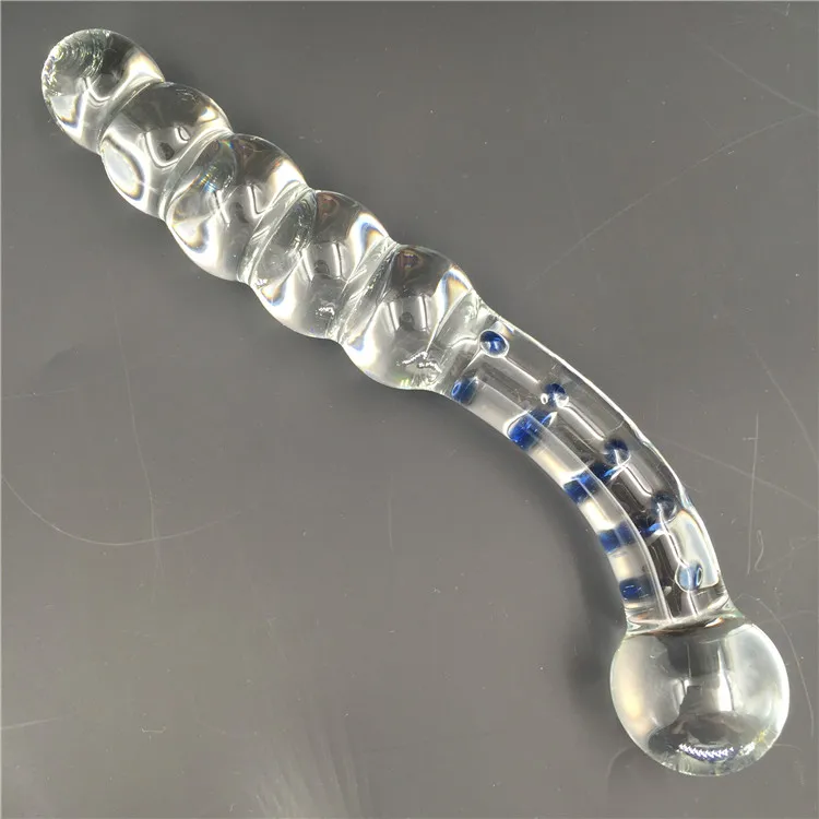 Dildo de cristal pyrex com esferas e butt plug anal para adultos_voghion.com
