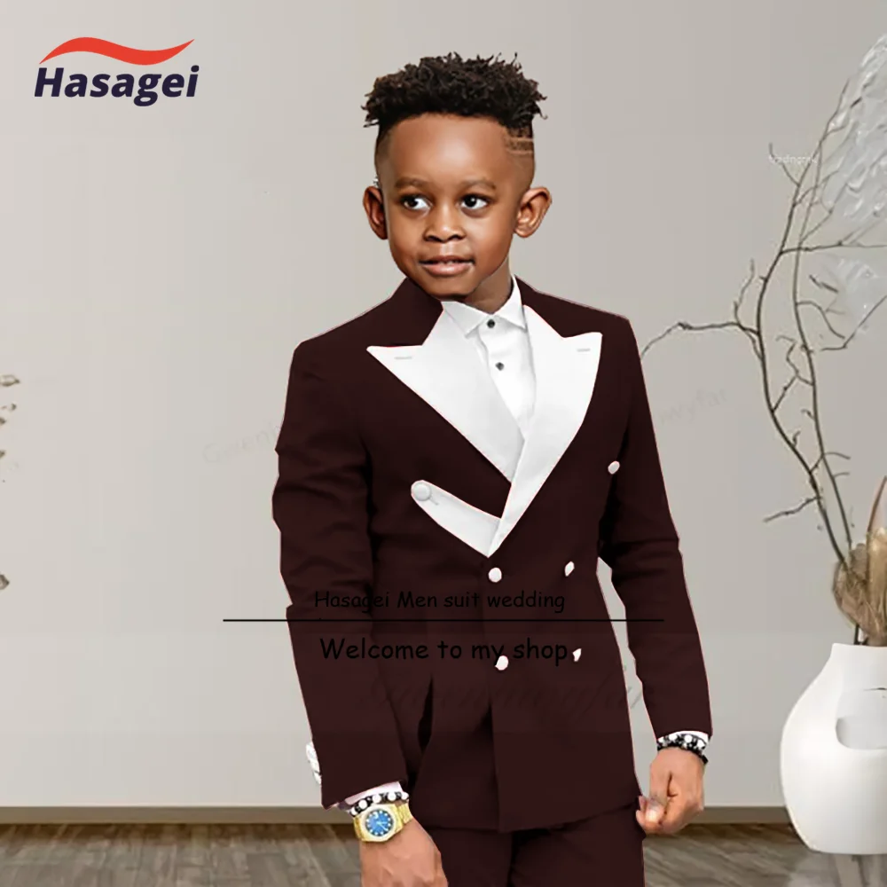 Boys Formal Suit Set Boys Suits Fashion Luxury Red Suit Set White Pointed Collar Buckle With Double Row Front Slotted Business Casual