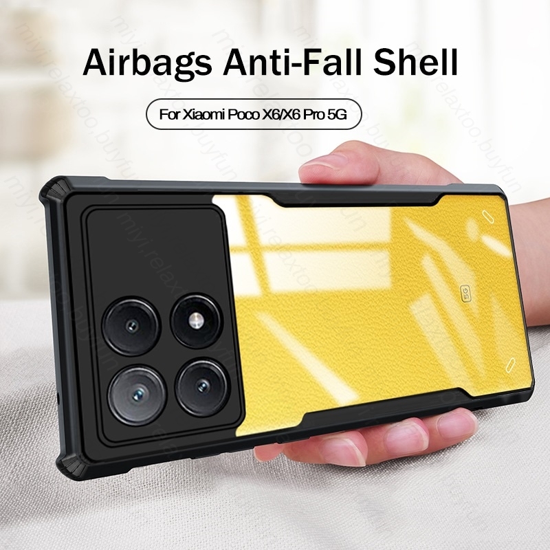 Transparent Acrylic Armor Shockproof Coque For Poco X6 X7 Pro 5G Case TPU Soft Frame Protect Fundas Poko Little X6Pro X 6 7 Pro