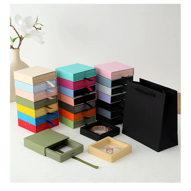 

10 Pcs Anti-Oxidation Pe Film Drawer Jewelry Box Portable Dust-Proof Transparent Necklace Bracelet Earring Display Packaging Box