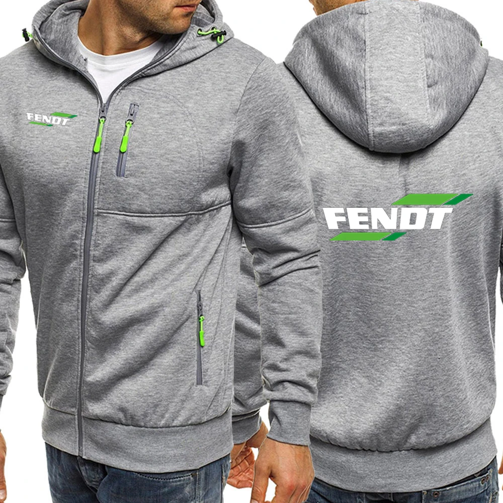 FENDT 2023 Spring and Autumn New Fashion Men's High Quality Three Salad Chain Hooded Printed Sweater Jacket