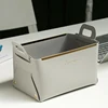 Metal Edged Leather Cosmetic Storage Boxes Creative Home Desktop Storage Ornament Solid Color Retro Exquisite Storage Basket 4