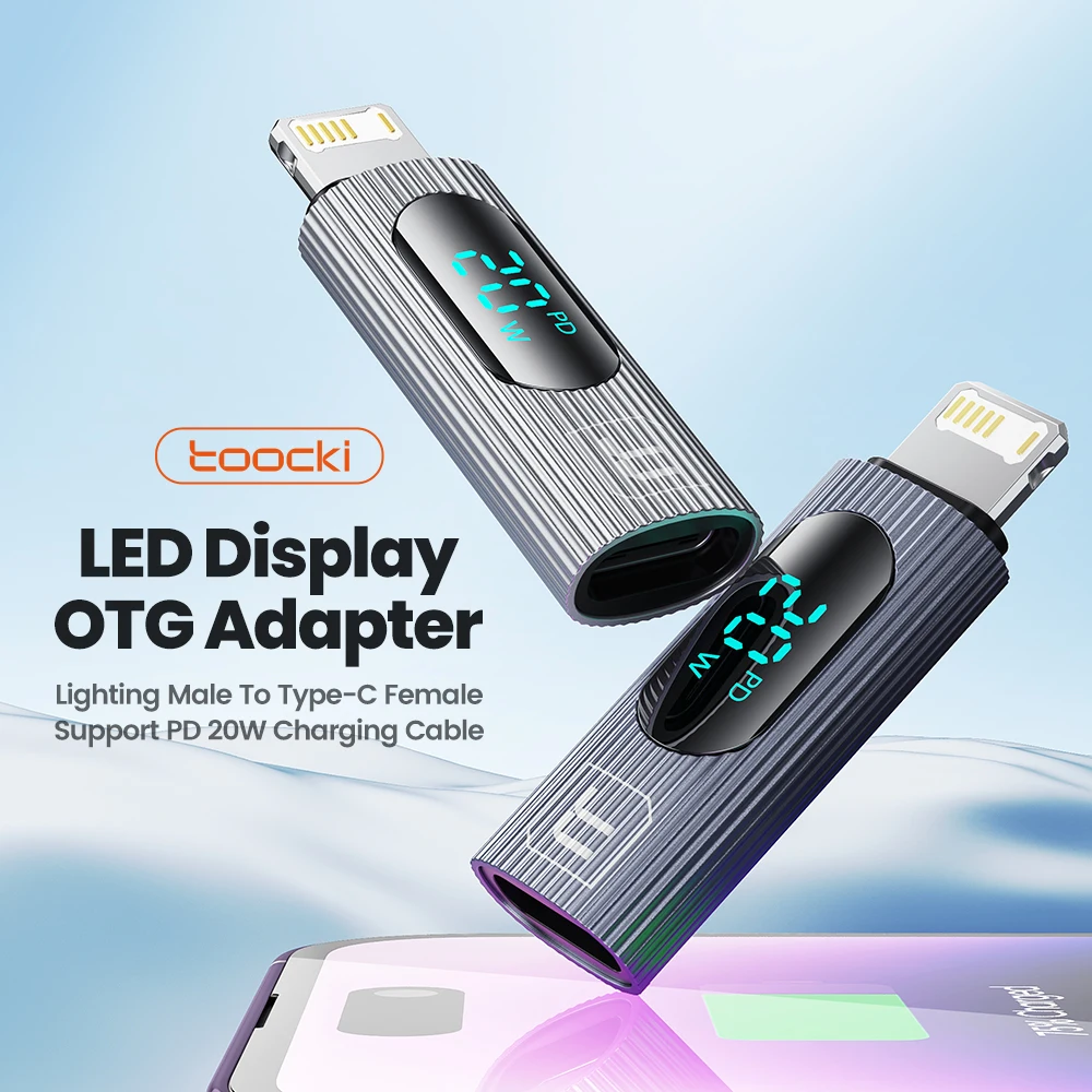 Toocki USB 2.0 디스플레이 OTG 어댑터, PD 20W 고속 충전 조명, 수-C 타입 암 커넥터, 아이폰 15, 14, 13 컨버터용