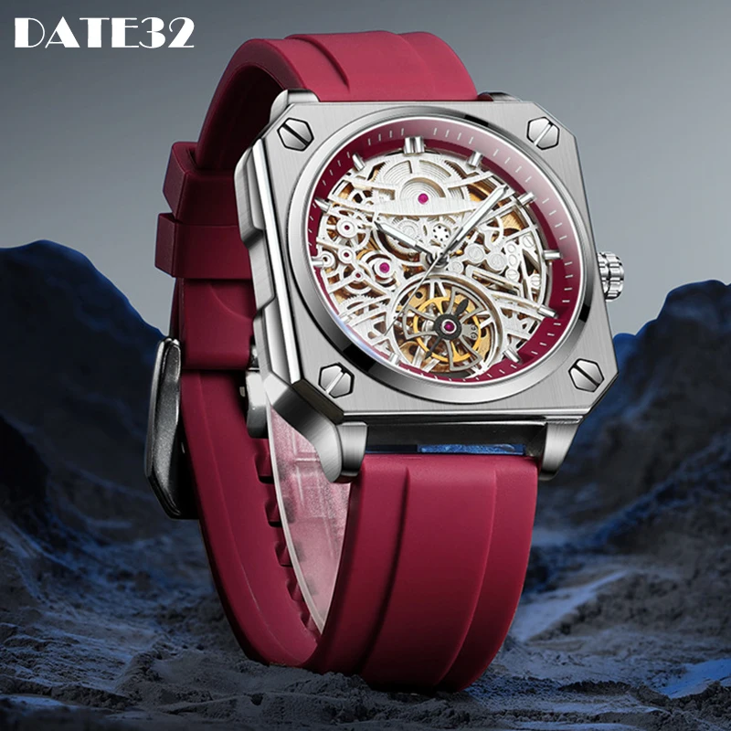 

Luxury Quality Automatic Mechanical Watch Square Dial Men New Orologio Mens Skeleton Watches Male Clock Hombre Relogio Masculino