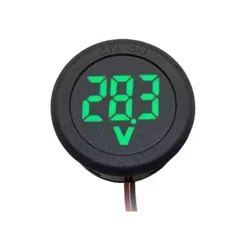 LED Display Circular Two - Wire Automotive Voltmeter - Digital Voltage and Current Monitor (Green)
