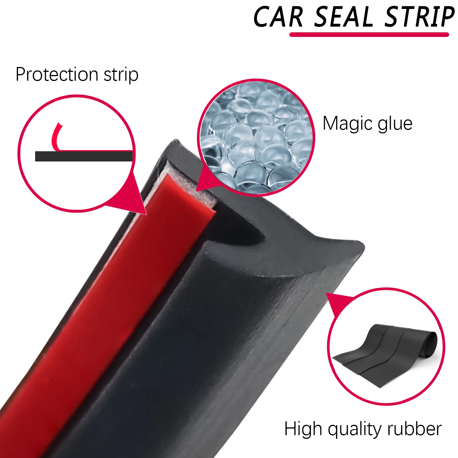 2M/4M Universal Auto Tür Gummi Dichtung Streifen Kleine Slanted T Typ Weathers Noise Isolierung Anti-staub Schalldichte Selbst-Adhesive – Detail 4