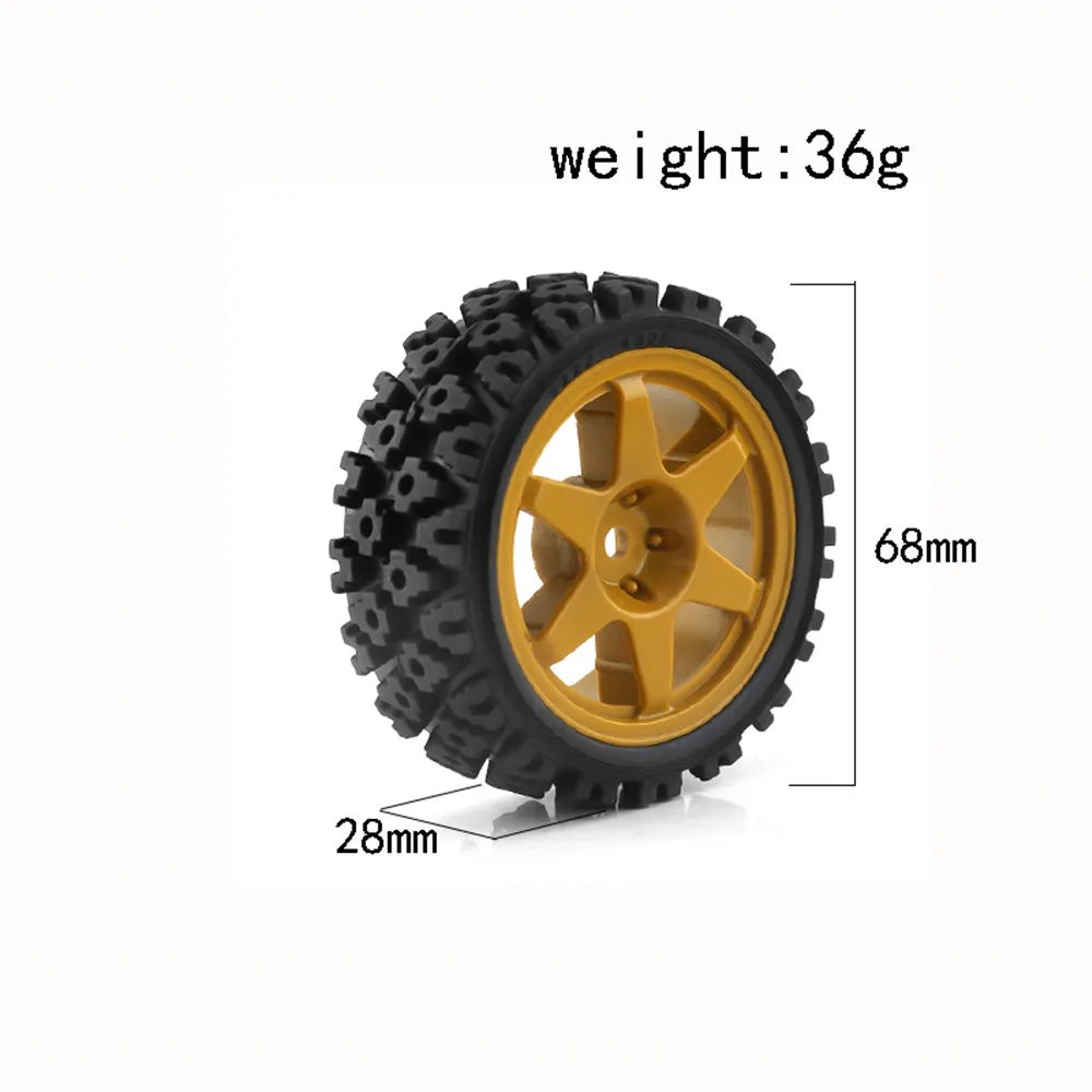 Pneus Voiture RC 1/10 Rallye 4pcs - Caoutchouc Souple Hexagone 12mm