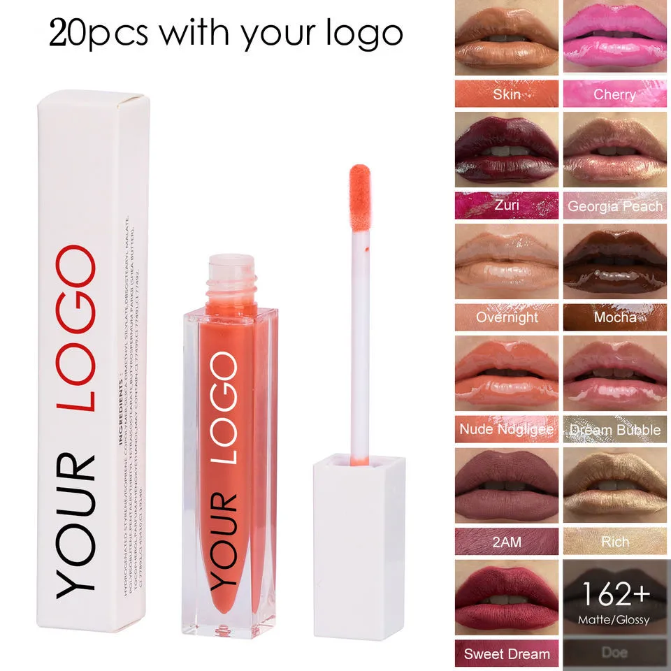 50pcs Custom Matte Liquid Lipstick Nude Shiny Lipgloss Pigment Multi Tubes  Make Your Own Lips Makeup Private Label