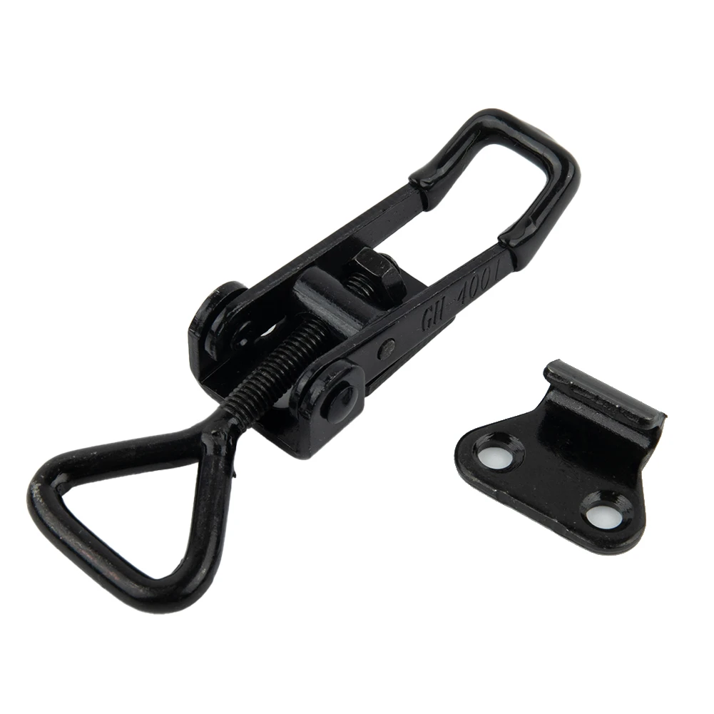 

90x27mm Lockers Toggle Clamp Steel Hasp 220lbs Adjustable Black Plated Catch Clip High Carbon Steel Quick Fixture