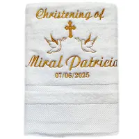 AHSNME Customized Baptism Towel 70x140cm Bath Towels for Baby Christening White Towel with Name and Date 1