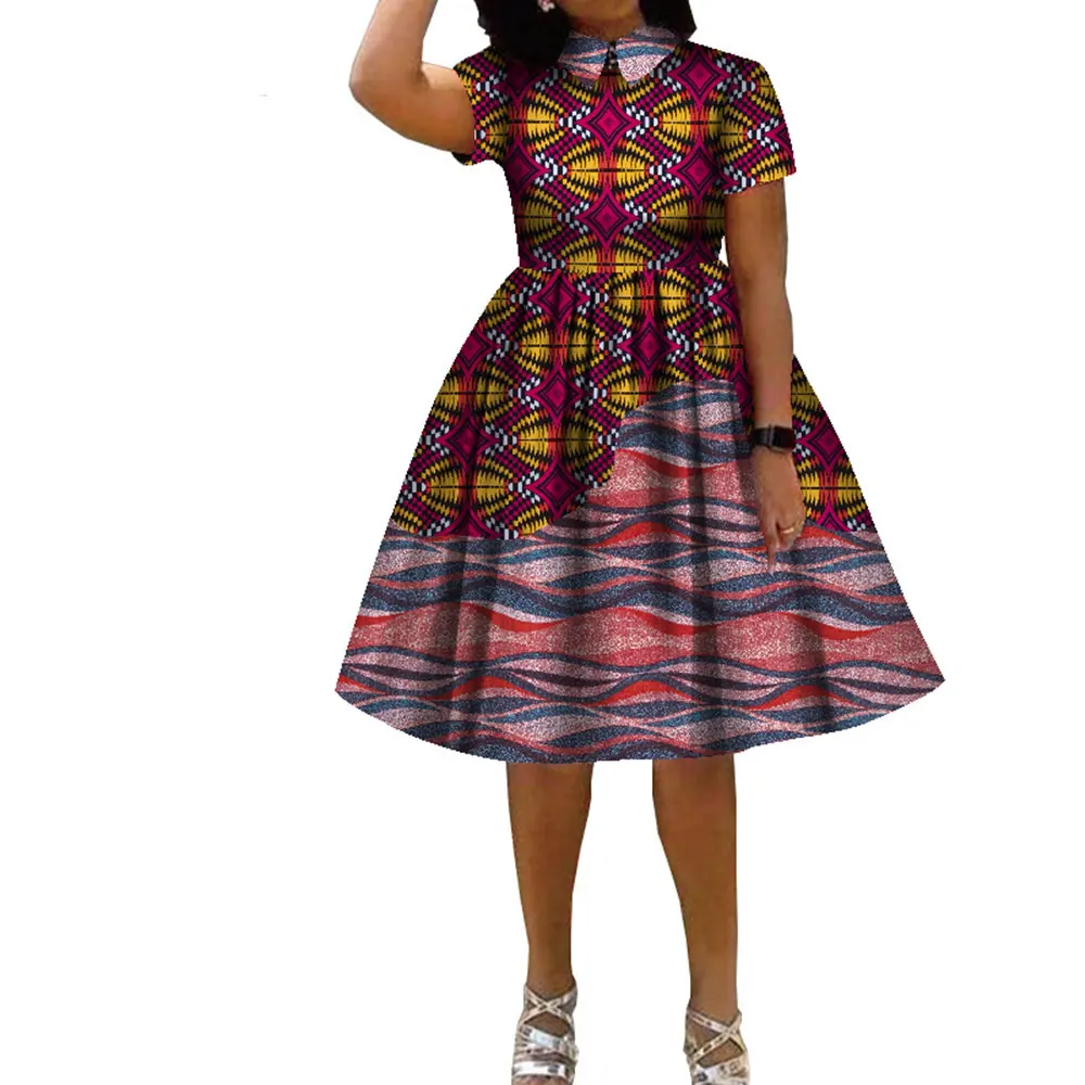 

African Print Dresses Women Elegant High Waist Maxi Dress Bazin Rich Plus Size Clothing for Women 2021 Summer Daily WY8799