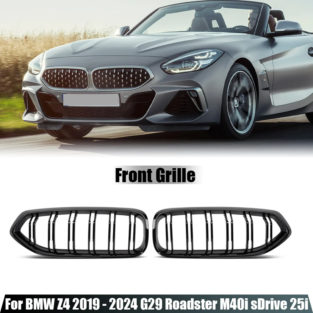 

1 Pair Glossy Black Car Front Bumper Grille Dual Slat Front Mesh Grille for BMW Z4 2019 - 2024 G29 Roadster M40i sDrive 25i