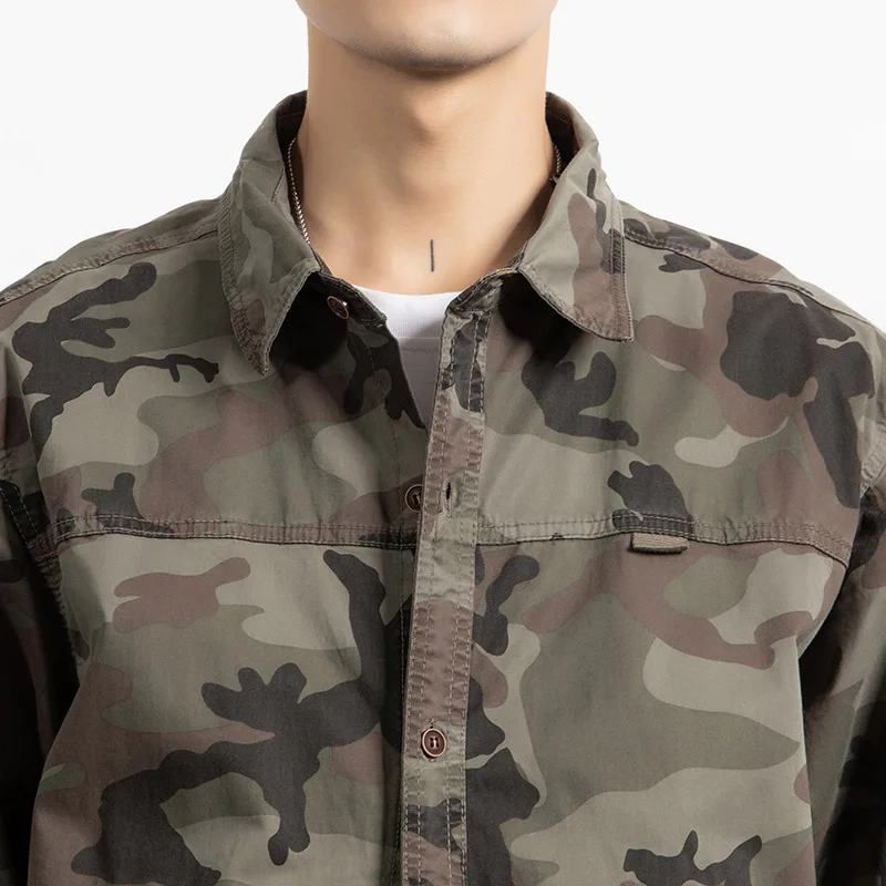 Autumn Men's Camouflage Military Shirts Relaxed Fit Long Sleeves - Image 5