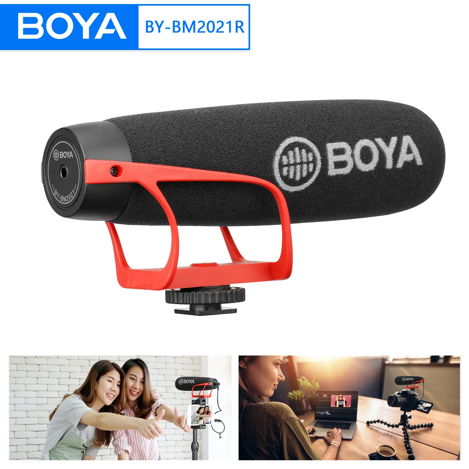 

BOYA BY-BM2021 R Super-Cardioid Shotgun Microphone with TRRS & TRS Connectors for IOS Andrioid Smartphone DSLR Camera Camcorder