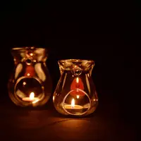 Nordic Home Decor Glass Candle Heat Resistant Oil Furnace Aroma Burner Holder Candlestick Vase Romantic Wedding Decoration 3