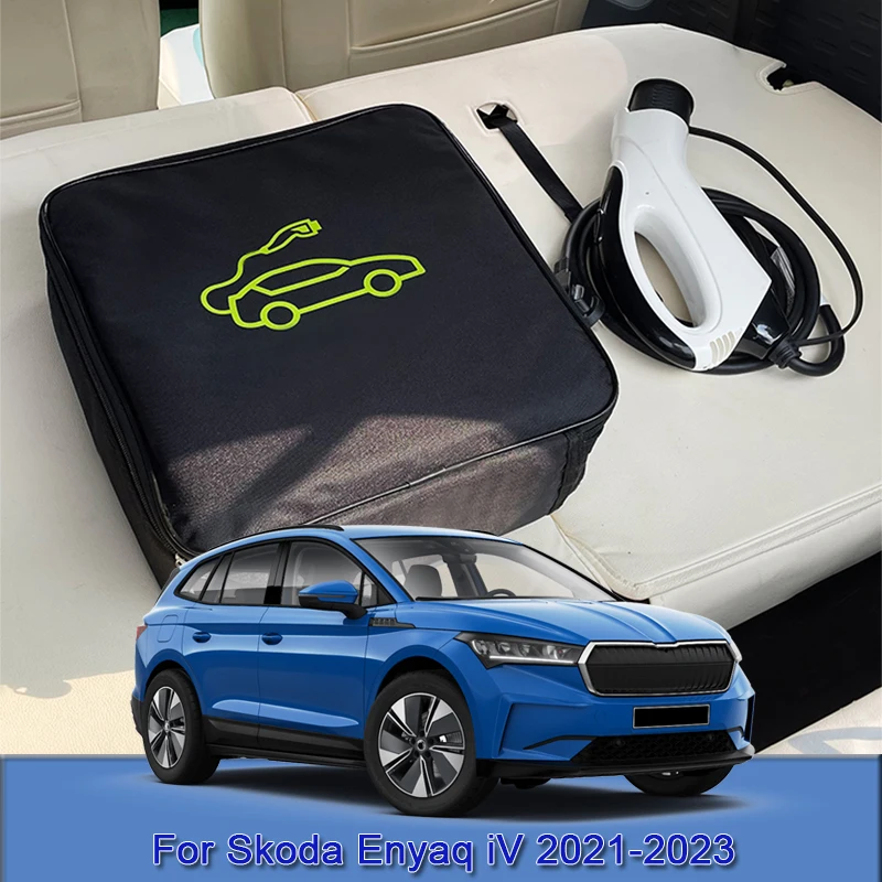 Ev Car Charging Cable Storage Carry Bag Spine Per Caricabatterie Prese Impermeabile Ignifugo Accessory Per Skoda Enyaq Iv 2021-2023