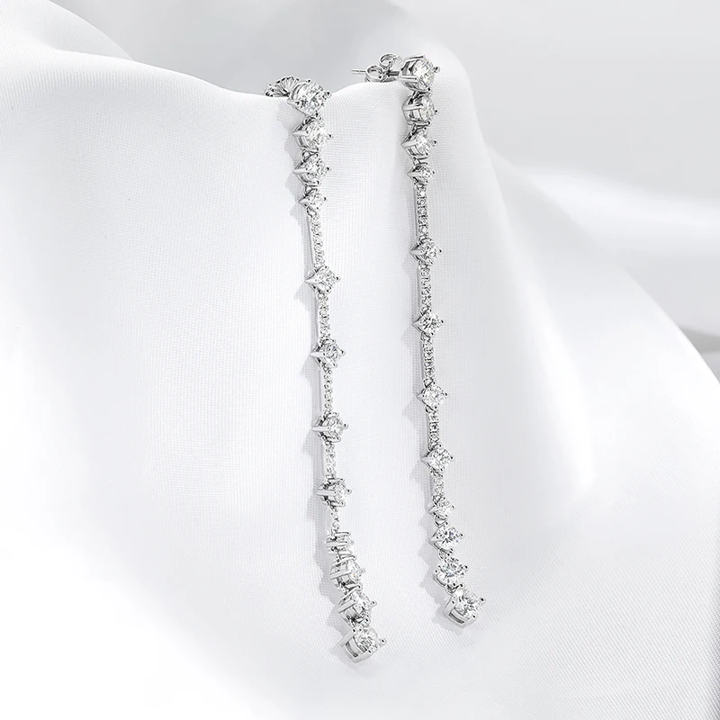 

Smyoue Certified Full Moissanite Drop Earrings for Women Sparkling Lab Diamond Earring S925 Sterling Silver Plated Rhodium GRA