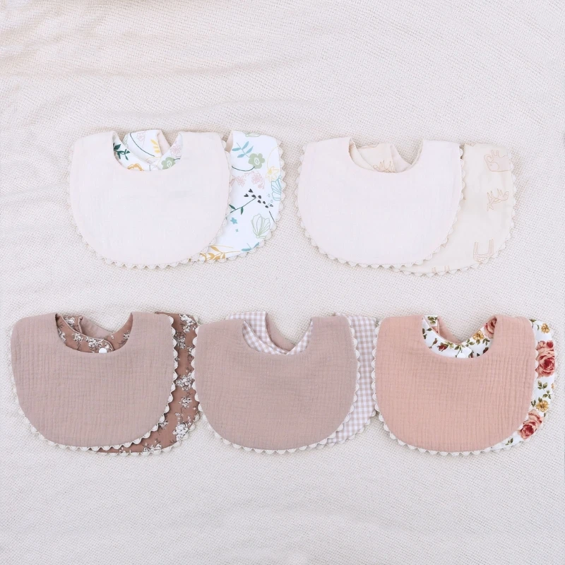 Thickening Cotton Gause Baby Bibs Absorbent Baby Lace Bib Newborn Accessories Burp Cloths Bandana Scarf Stuff For Boys Girls 5