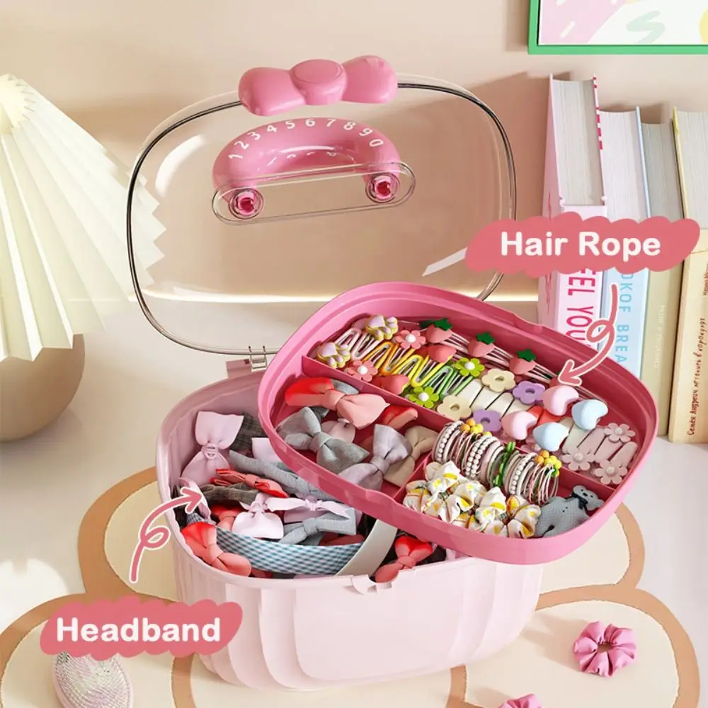 New Multi-layer Hairpin Storage Box Bowknot Waterproof Toy Organizer Box Hair Accessories Layered Container Girl