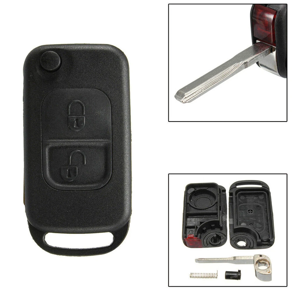 

Durable Key Fob Key Case Shell Accessories Black Flip Folding Parts Replacement Uncut Blade 2 Button 60*32*16mm