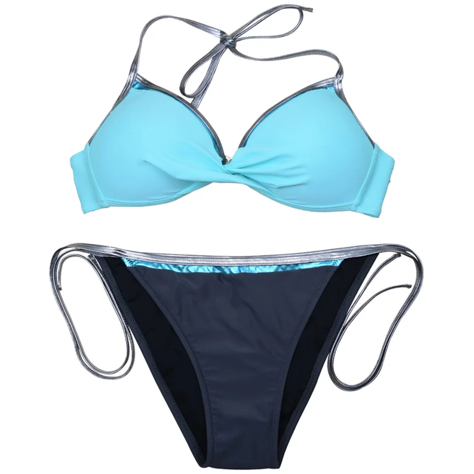 New bikini two-piece bikini swimsuit solid color ladies European and American two-piece swimsuit