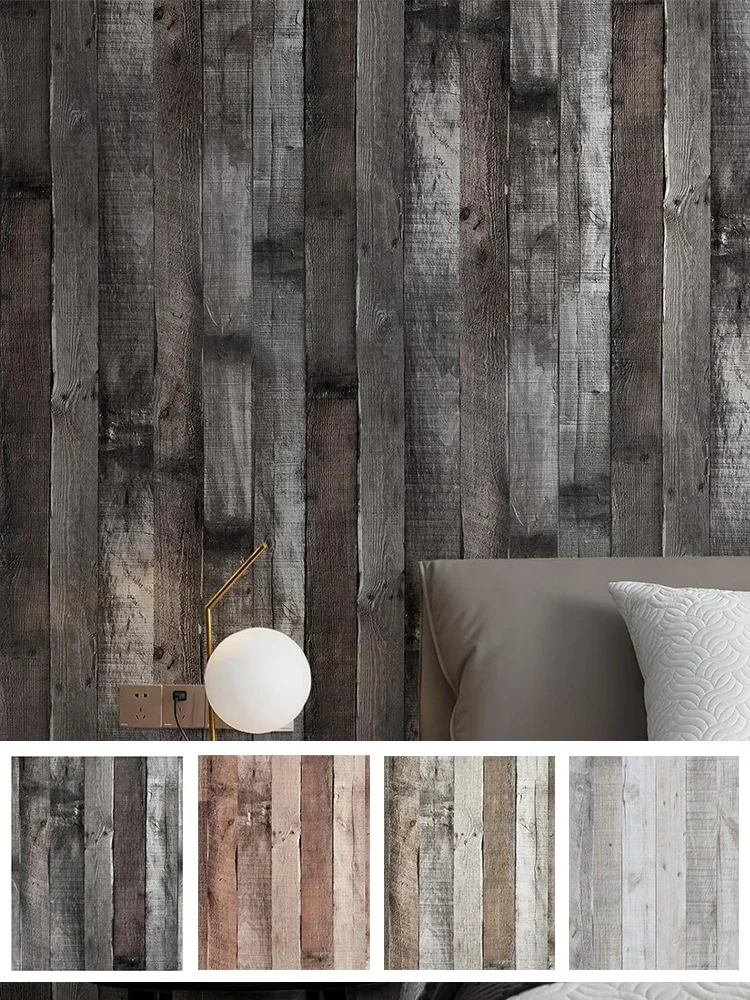 

Vintage Self Adhesive Wood Wallpaper Natural Wood-Dark Grey Wood Contact Paper Peel and Stick Wall Paper Home Decoration Kitchen