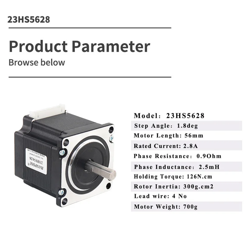 Stepper Motor Nema23 Stepper Motor 23HS5628 4-lead 57 Series motor 2.8A 126N.cm High torque high efficiency For 3D Printer Monitor Equipment