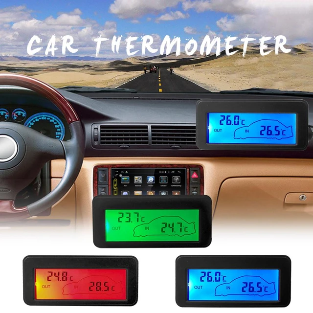 Auto coche LCD pantalla digital interior al aire libre termómetro medidor  con cable 4.9 ft termómetro de coche con cable negro