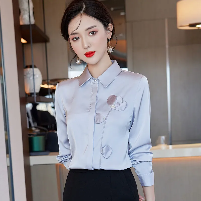 Black High End Chiffon Blouses Women Design Embroidered Fashion Tempeament  Autumn New Long Sleeve Shirt Office Ladies Work Tops - Women Shirt -  AliExpress