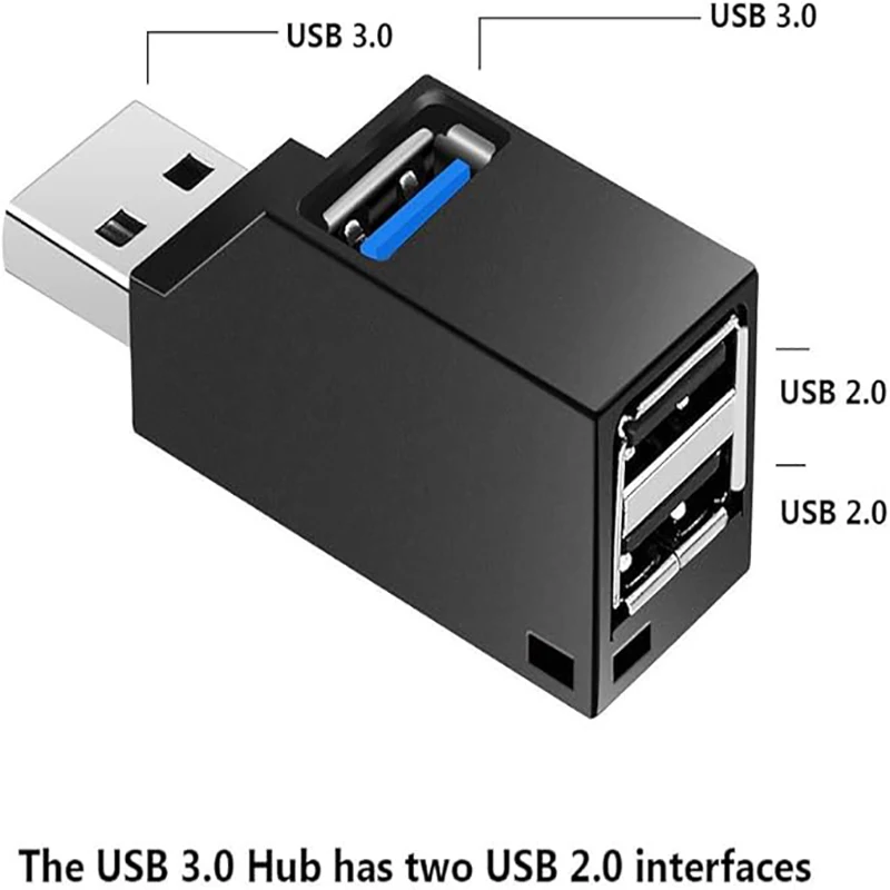 USB 3.0 어댑터 허브 미니 스플리터 박스 1-3포트 고속 USB 2.0 확장기 PC 노트북 U 디스크 카드 리더용